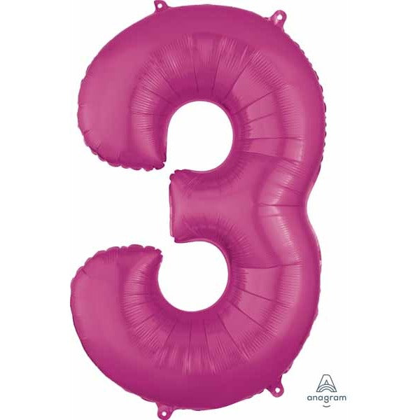 26-Inch Pink Number 3 Balloon