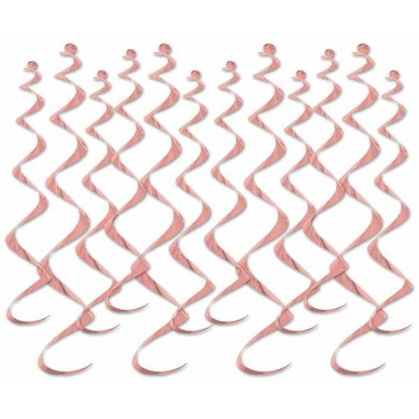 Rose Gold Metallic Whirls Hanging Decorations, 12 Pack