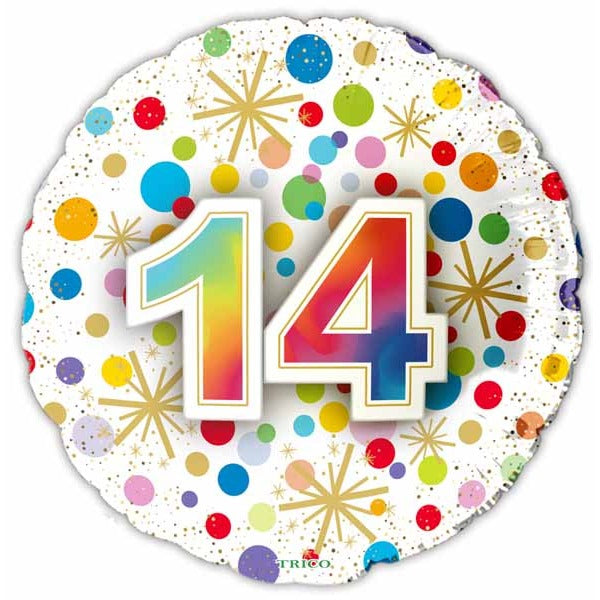 Number 14 Foil Balloon, 18 Inch