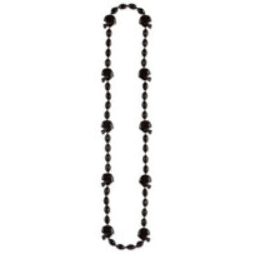 Black Football Bead Necklace, 36 Inches
