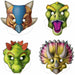 Dinosaur Party Masks with Attached Elastic, 4 Pack
