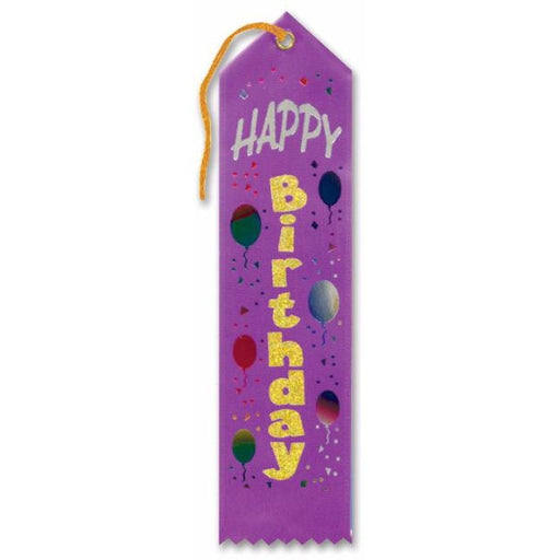 Happy Birthday Award Ribbon, 2 x 8 Inches