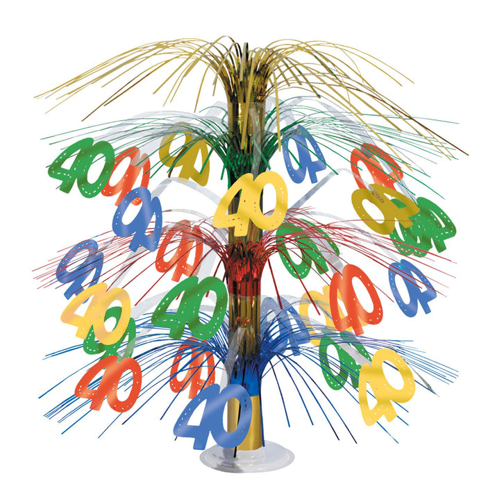 Milestone Radiance: Multicolor 40th Birthday Cascade Centerpiece (1/Pk)