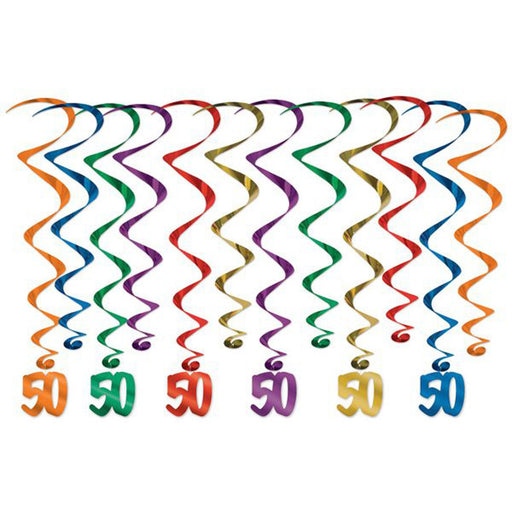 Dynamic Multicolor Whirls: Vibrant Party Decor Set for Festive Celebrations (12/Pk)