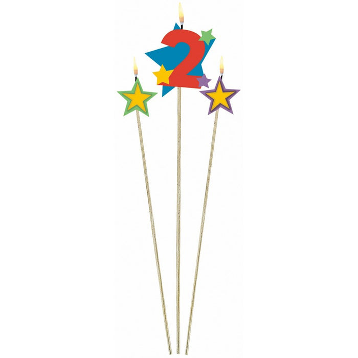 Number 2 Star Candle Stick Set, 3 Pieces