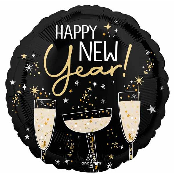 Bubbly New Year 18-Inch Round Foil Balloon