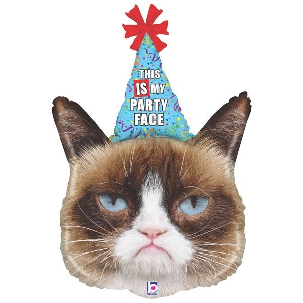 Grumpy Cat Party Face 36-Inch Holographic Foil Balloon