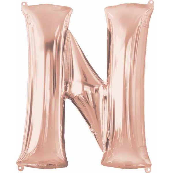 Rose Gold Letter N Balloon, 16 Inch