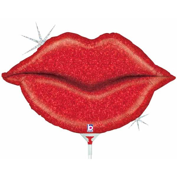 14-Inch Mini Glitter Lips Foil Balloon