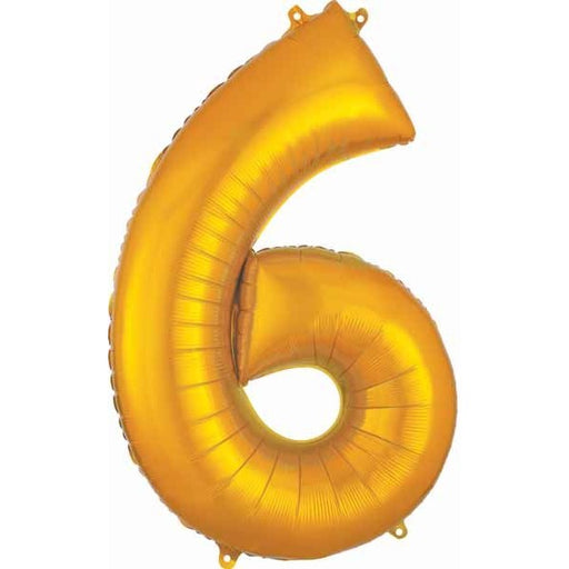 Gold Number 6 Foil Balloon, 34 Inch