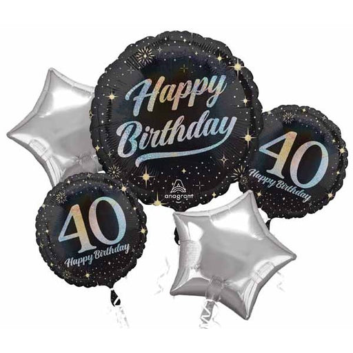 Sparkling 40th Birthday Foil Balloon Bouquet