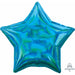 Iridescent Cyan Star Foil Balloon, 19 Inch