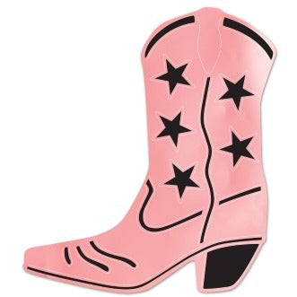 Pink Foil Cowboy Boot Silhouette Decoration