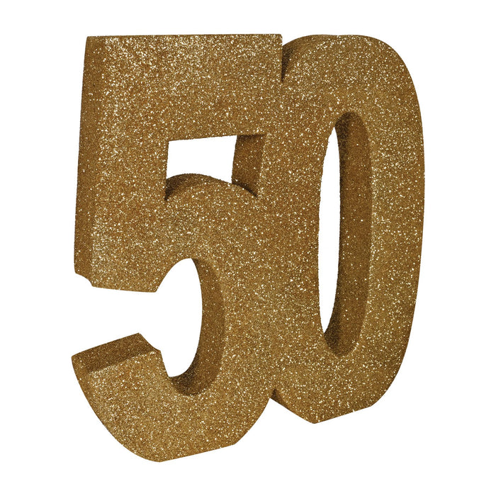 "50" 3-D Glittered Centerpiece - Gold