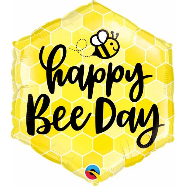 Happy Bee Day 20" Hexagon Foil Birthday Balloon