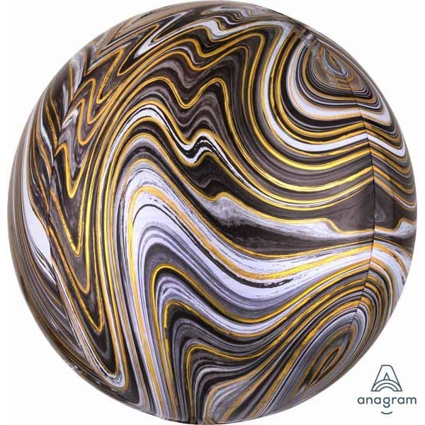 Black Marblez Orbz XL Foil Balloon, 16 Inch