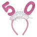 50th Birthday Glittered Bopper Headband with Marabou