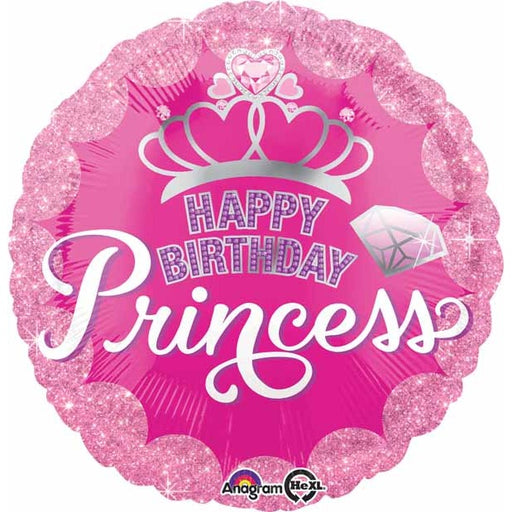 PRINCESS CROWN & GEM HBD 18" RND S40 PKG