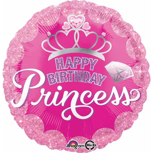 PRINCESS CROWN & GEM HBD 18" RND S40 PKG