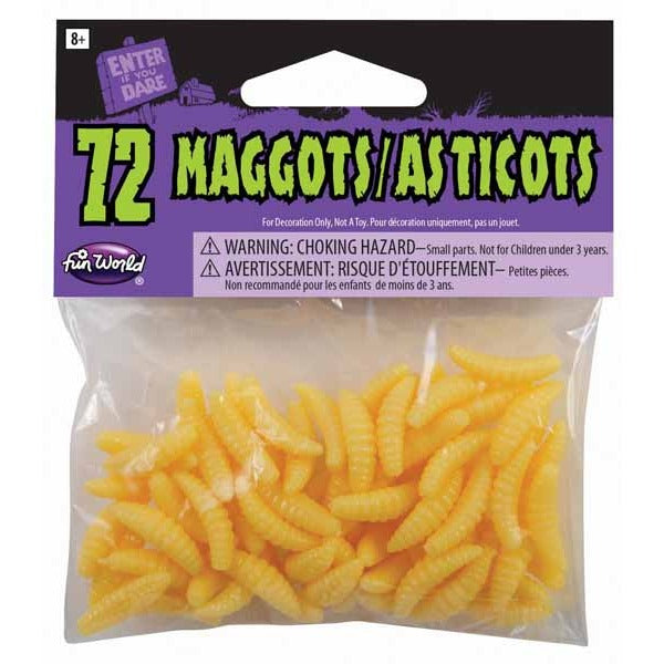 Bag of Fake Maggots Halloween Decorations, 72 Count