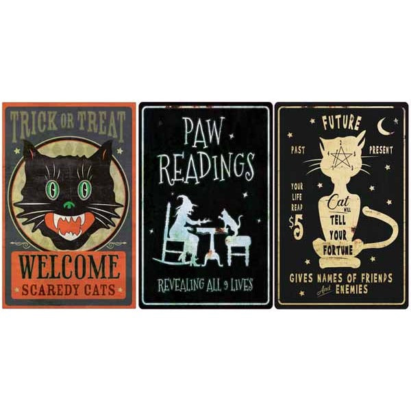 Cat-Themed Metal Sign, Assorted Designs