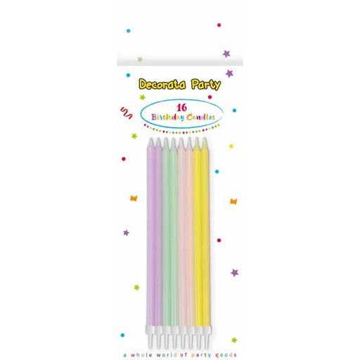 CANDLES 5.7" W/HOLDE RS PASTEL COLOUR 16P