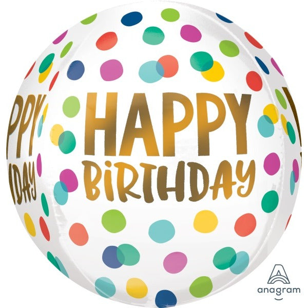 Happy Dots Happy Birthday Orbz Foil Balloon