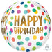 Happy Dots Happy Birthday Orbz Foil Balloon