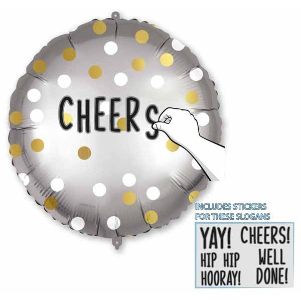 Personalizable Gold & White Dots Foil Balloon, 18 Inch