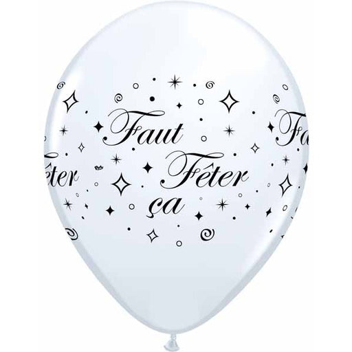 Faut Fêter Ça White 12-Inch Latex Balloons, 50-Pack