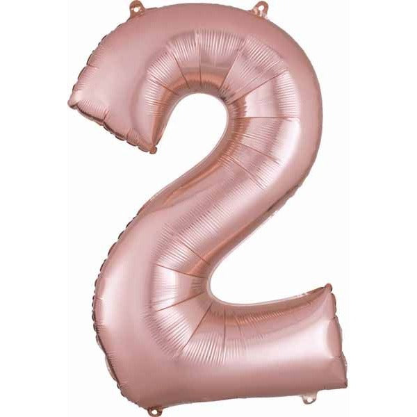 Rose Gold Number 2 Balloon, 34 Inch