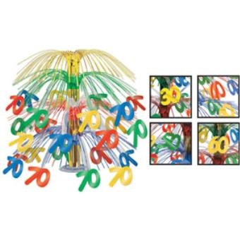 Multicolor "40" Cascade Centerpiece, 18 Inch