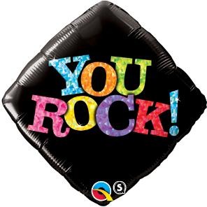 Black "You Rock" 18-Inch Diamond Foil Balloon