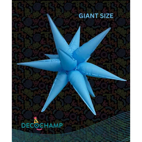 Decochamp 60-Inch Neon Blue Starburst Foil Balloon
