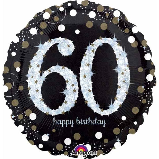 Sparkling 60th Birthday Holographic Foil Balloon, 18 in