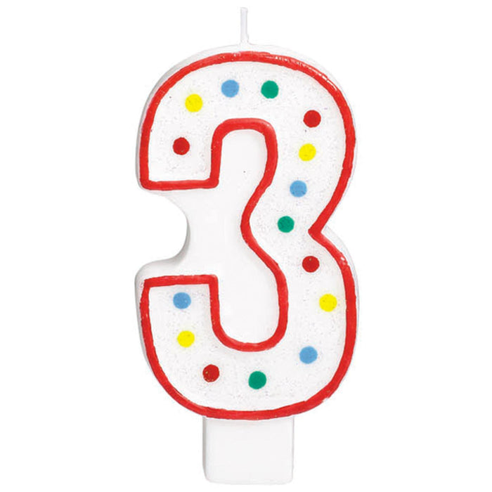 5" Numeral #3 Candles (12Cs/Pk)