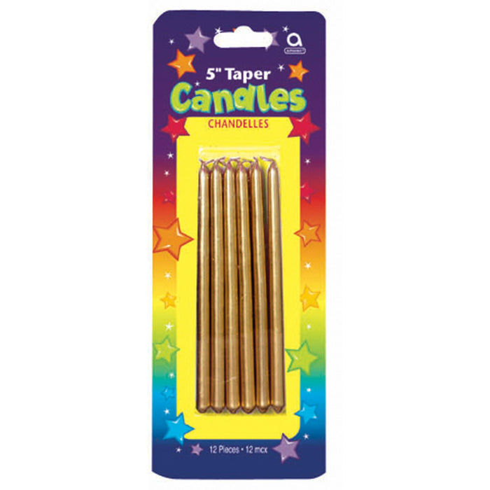 5" Mini Gold Taper Candle (12/Pk)