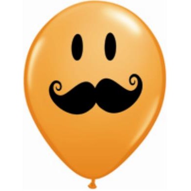 5-Inch Smile Face Mustache Latex Balloons, 100 Count