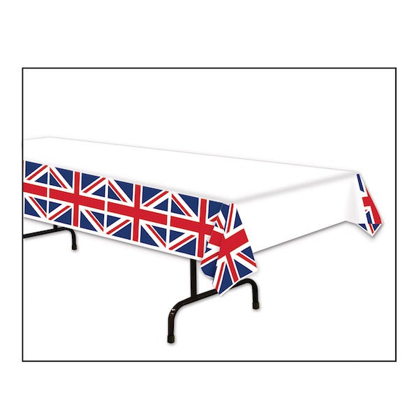 Union Jack Plastic Table Cover, 1 Pack