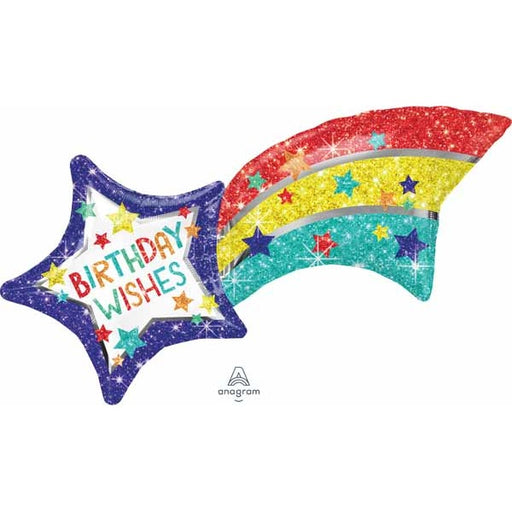 Birthday Wishes Shooting Star Foil Balloon, 27 Inch