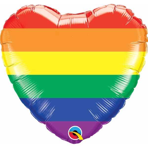 Rainbow Stripes 18" Heart Foil Balloon