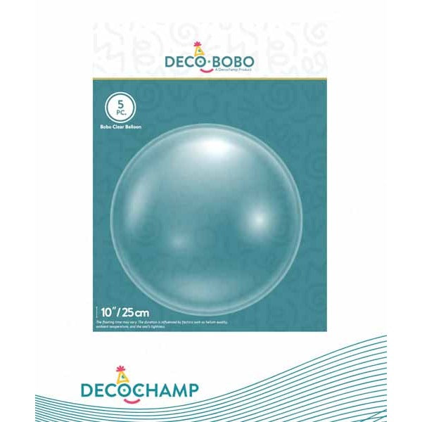 DecoChamp Bobo 10-Inch Bubble Balloons, 5-Pack