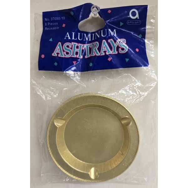 Gold Aluminum Ashtrays, 8 Pack