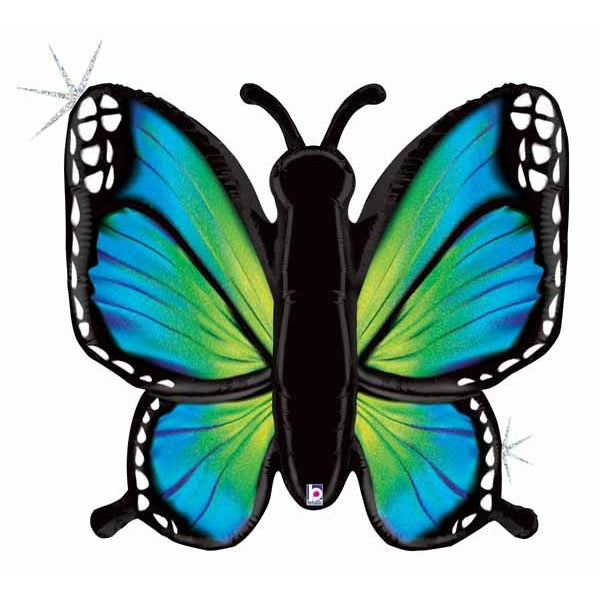 Blue Butterfly 46-Inch Holographic Foil Balloon