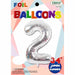 34" Silver Number 2 Foil Balloon