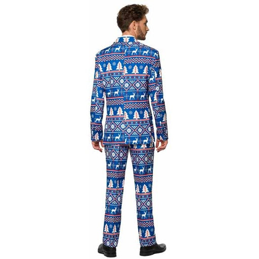 Suitmeister Men's Blue Nordic Christmas Suit, Small