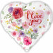 I Love You Floral Heart Foil Balloon, 18 Inch