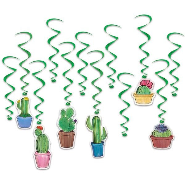 Cactus Whirls Hanging Decorations, 12 Count