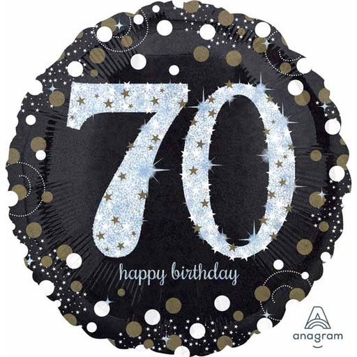 Sparkling 70th Birthday Round Foil Balloon, 18 Inch