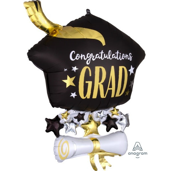 Cap & Diploma Graduation Foil Balloon, 25 Inch